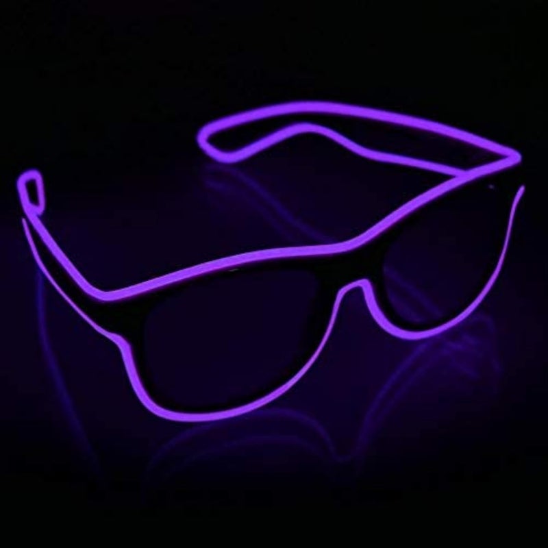 YouRfocus Wireless LED Light Up Glasses Glow in the Dark Neon Rave Glasses for Rave Party, EDM, Halloween, Christmas (Purple) - Image 1